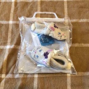 New Garnet Hill baby boiled wool ‘bunny’ slippers size 18M.